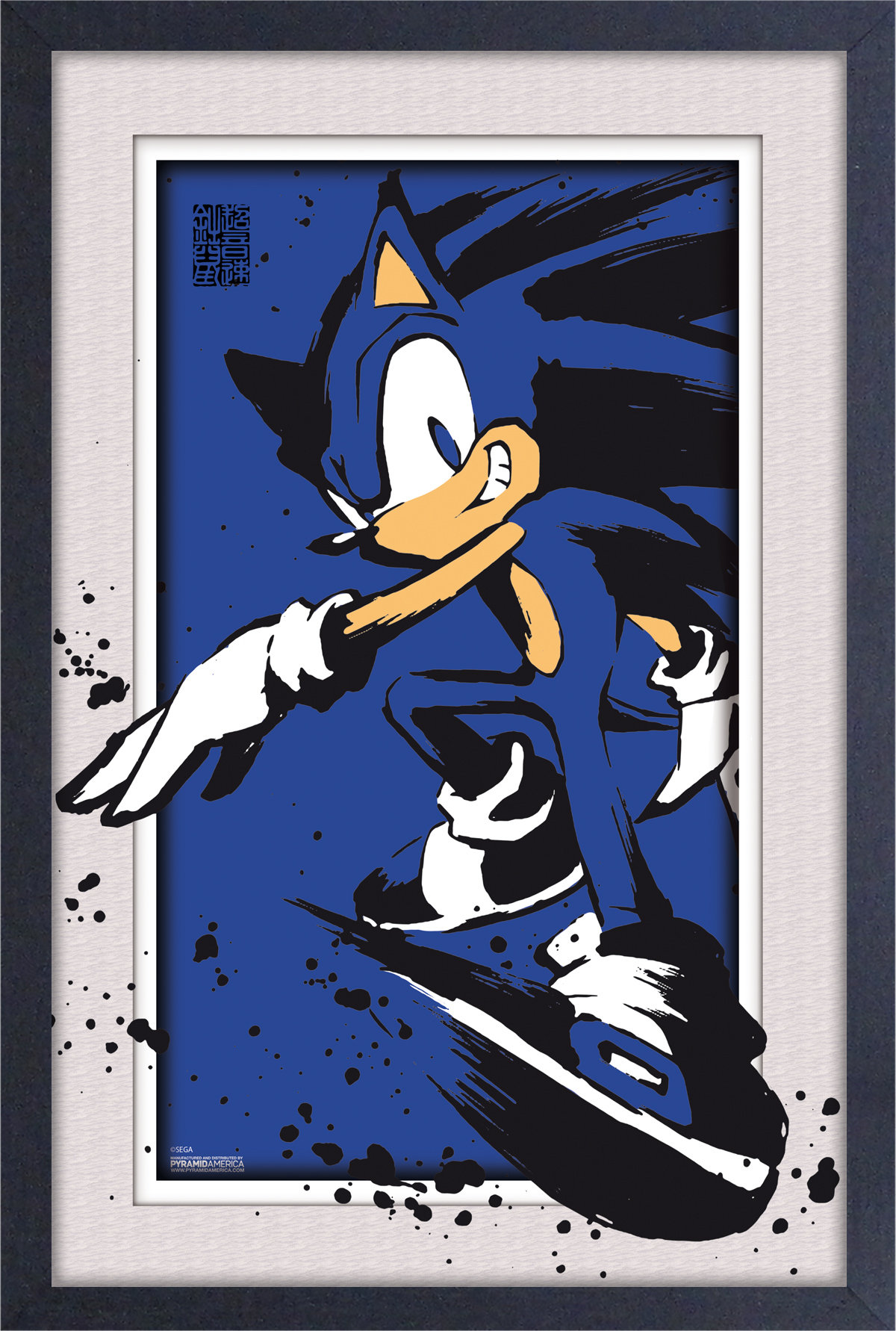 SONIC THE HEDGEHOGxBRITTO キャンバスボード シャドウ Wrought Studio™ Sonic- Sonic Splatter 11x17 Under Plexi Framed